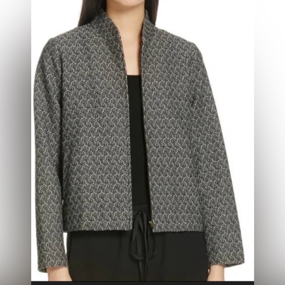 Eileen Fisher Rosette Jacquard Jacket Lightweight Size M - Picture 3 of 13